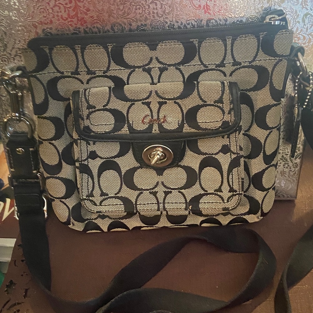 Coach Black and Cream Crossbody Bag